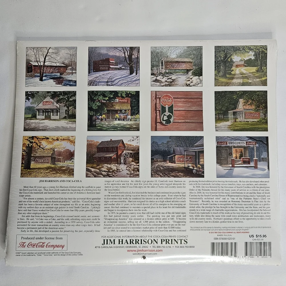 2014 Coca-Cola calendar featuring jim Harrison's paintings calendars